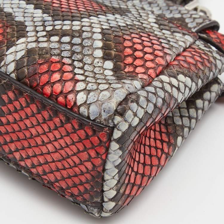 Pre Owned Fendi Multicolor Python Micro Peekaboo Top Handle Bag