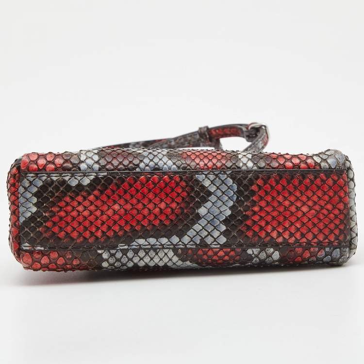 Pre Owned Fendi Multicolor Python Micro Peekaboo Top Handle Bag