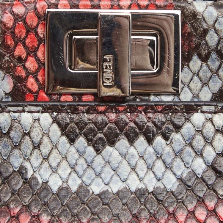 Pre Owned Fendi Multicolor Python Micro Peekaboo Top Handle Bag