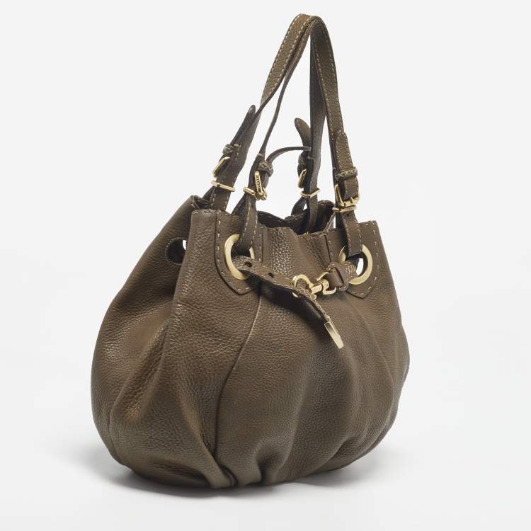 Pre Owned Fendi Brown Selleria Leather Hobo