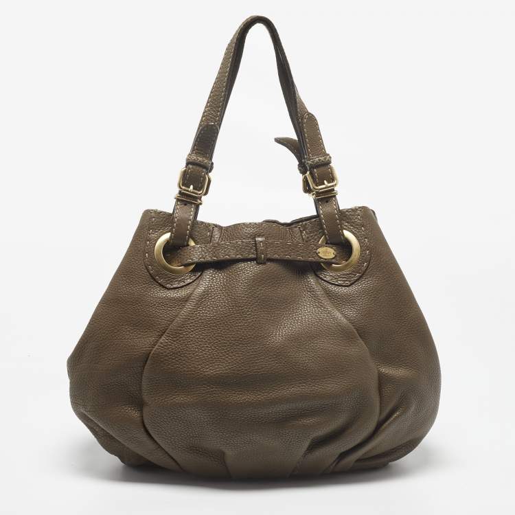 Pre Owned Fendi Brown Selleria Leather Hobo
