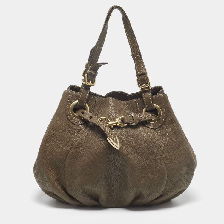 Pre Owned Fendi Brown Selleria Leather Hobo