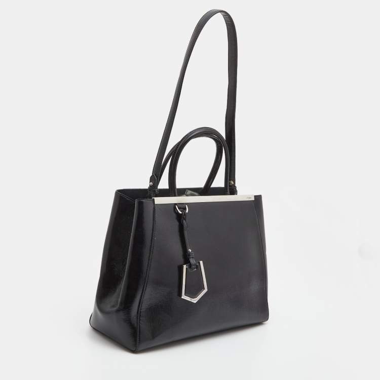 Pre Owned Fendi Black Patent Leather Medium 2Jours Tote