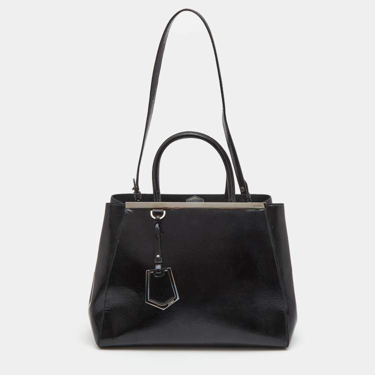Pre Owned Fendi Black Patent Leather Medium 2Jours Tote