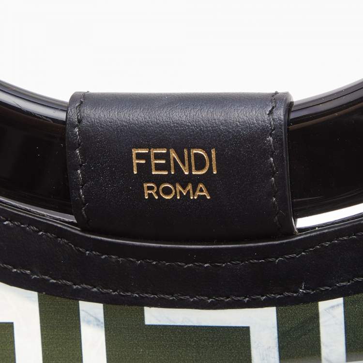 Pre Owned Fendi Black/Clear FF PVC and Leather Large Runaway Tote
