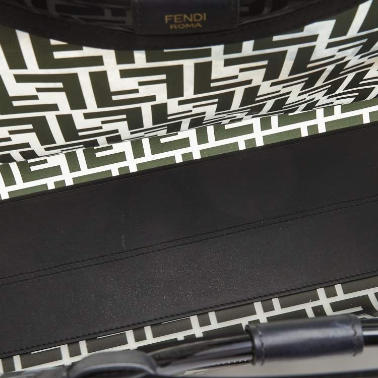 Pre Owned Fendi Black/Clear FF PVC and Leather Large Runaway Tote