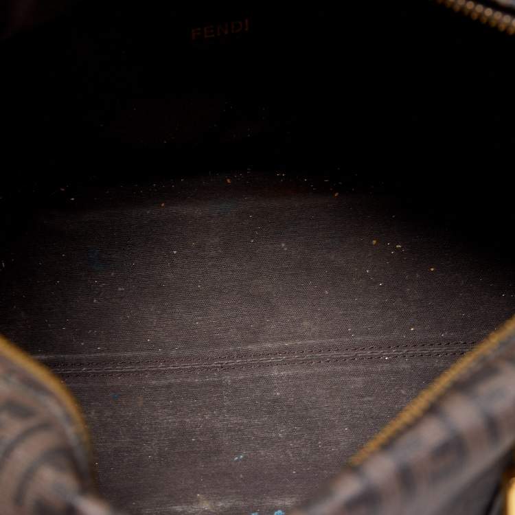 Pre Owned Fendi Brown Zucchino Coated Canvas Forever Bauletto Boston Bag