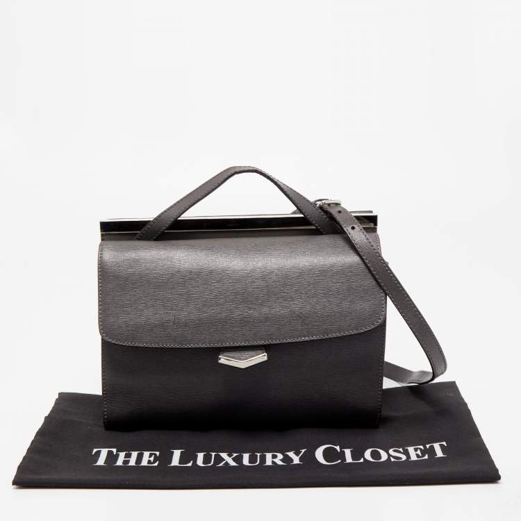 Pre Owned Fendi Grey Leather Small Demi Jour Top Handle Bag