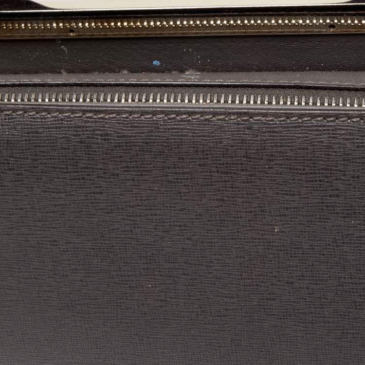 Pre Owned Fendi Grey Leather Small Demi Jour Top Handle Bag
