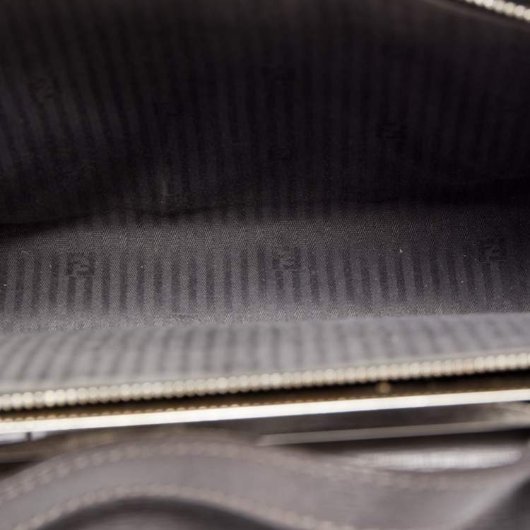 Pre Owned Fendi Grey Leather Small Demi Jour Top Handle Bag