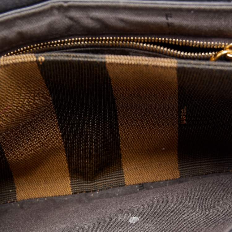 Pre Owned Fendi Black Pequin Embossed Leather Small Claudia Flap Bag