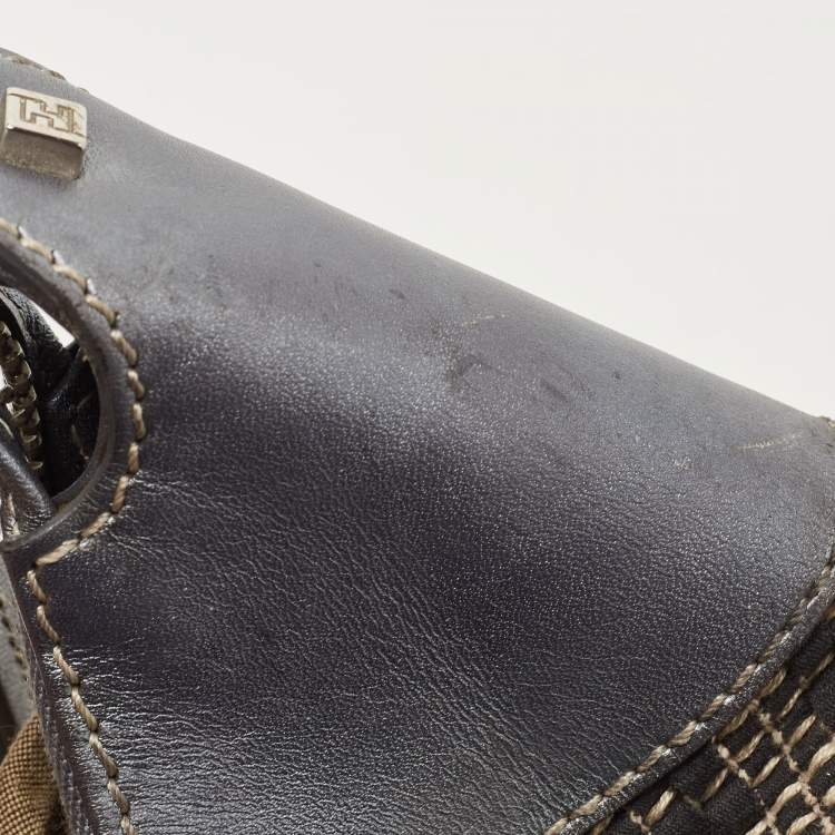 Pre Owned Fendi Grey Fabric and Leather Hobo