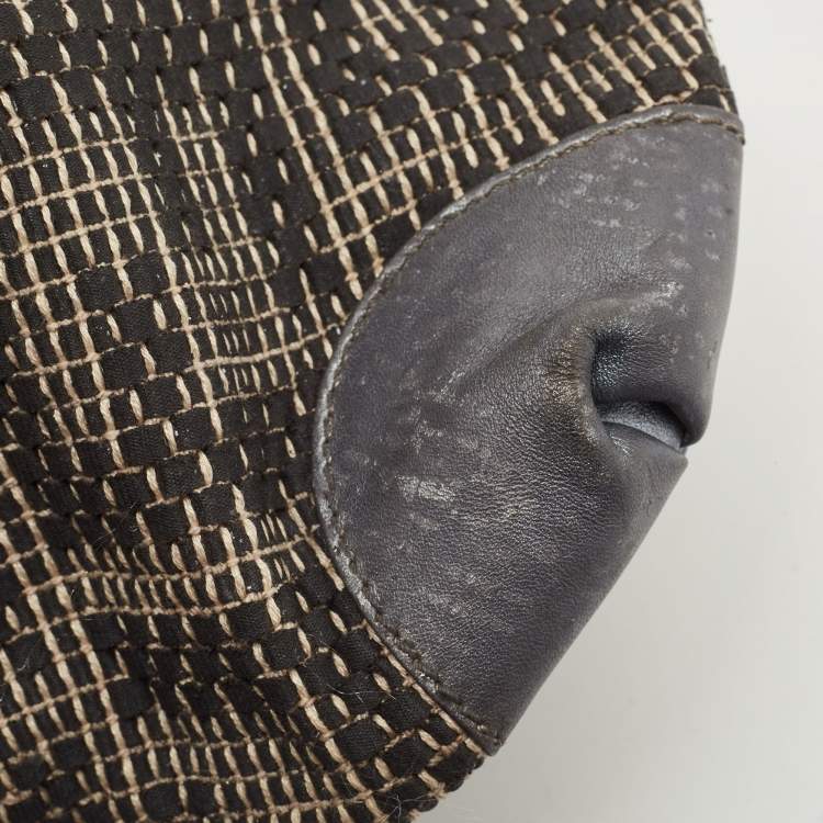 Pre Owned Fendi Grey Fabric and Leather Hobo