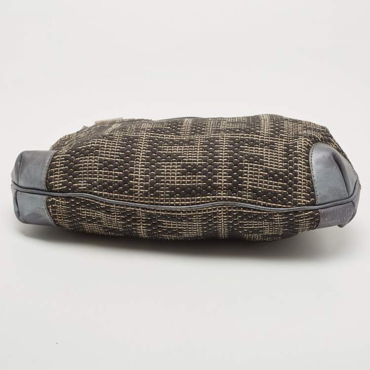 Pre Owned Fendi Grey Fabric and Leather Hobo