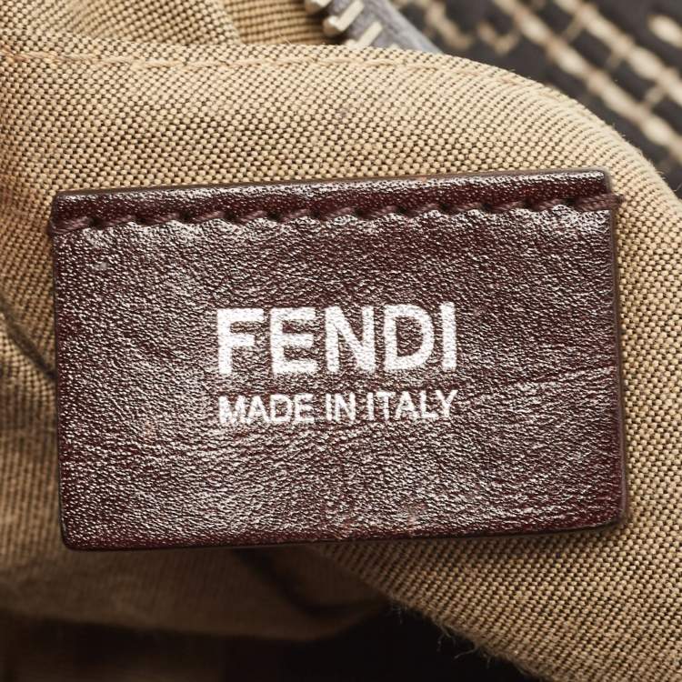 Pre Owned Fendi Grey Fabric and Leather Hobo