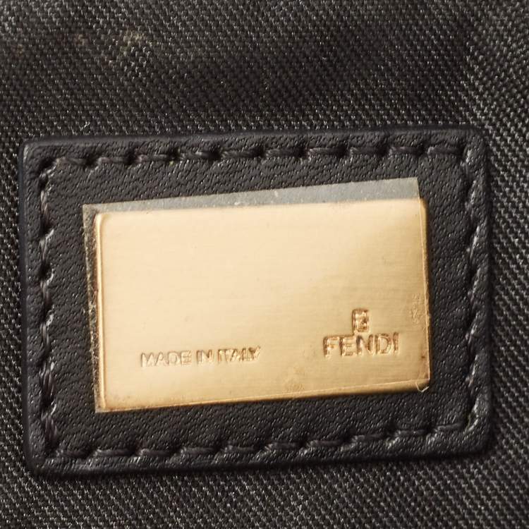 Pre Owned Fendi Black/Yellow FF Zebra Print Fabric Shoulder Bag