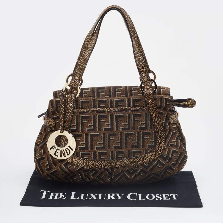 مملوكة مسبقًا Fendi Brown/Gold Zucca Canvas and Leather Chef Shoulder Bag