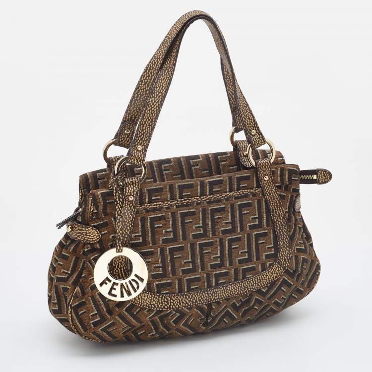 مملوكة مسبقًا Fendi Brown/Gold Zucca Canvas and Leather Chef Shoulder Bag