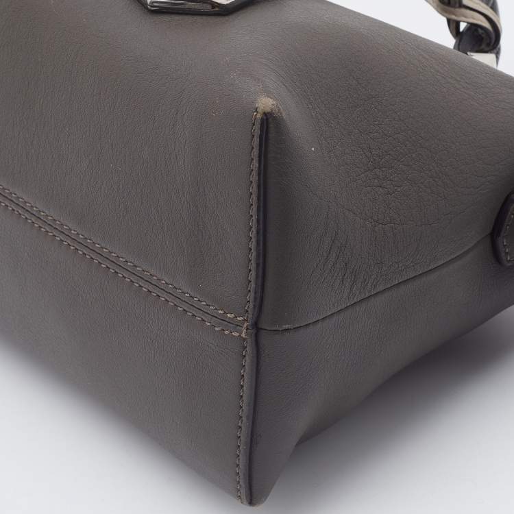 Pre Owned Fendi Grey/Black Leather Medium By The Way Satchel