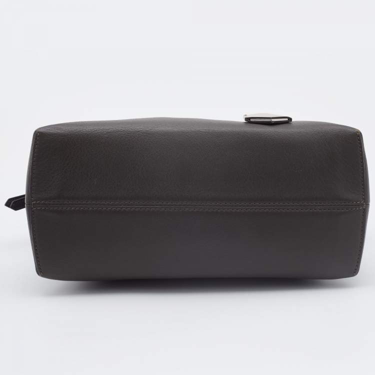 Pre Owned Fendi Grey/Black Leather Medium By The Way Satchel