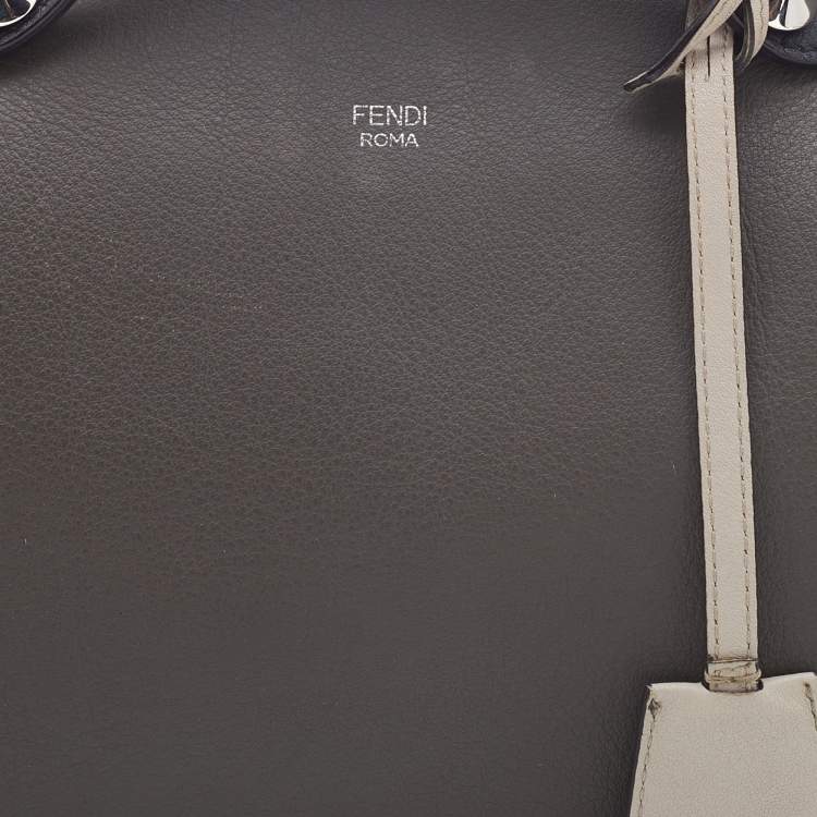 Pre Owned Fendi Grey/Black Leather Medium By The Way Satchel