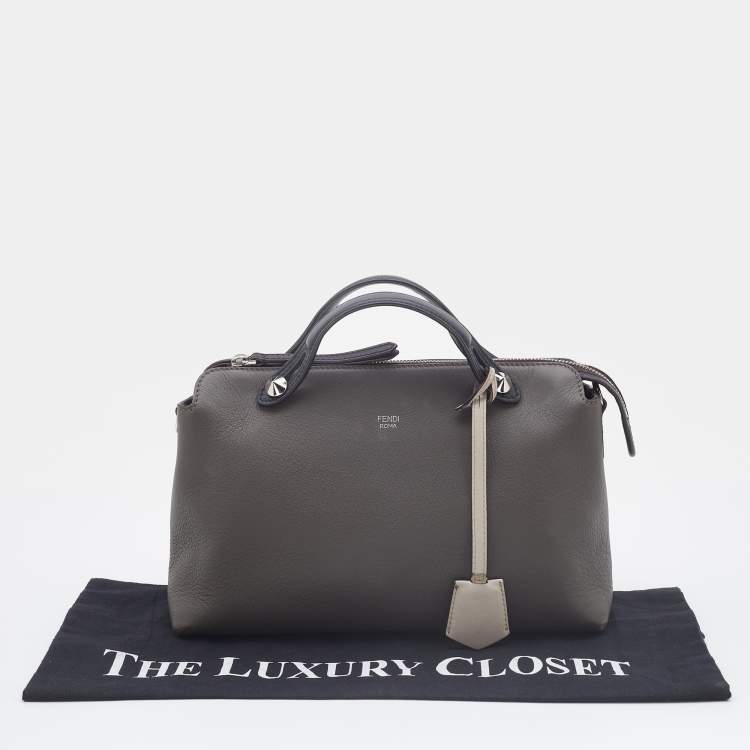Pre Owned Fendi Grey/Black Leather Medium By The Way Satchel
