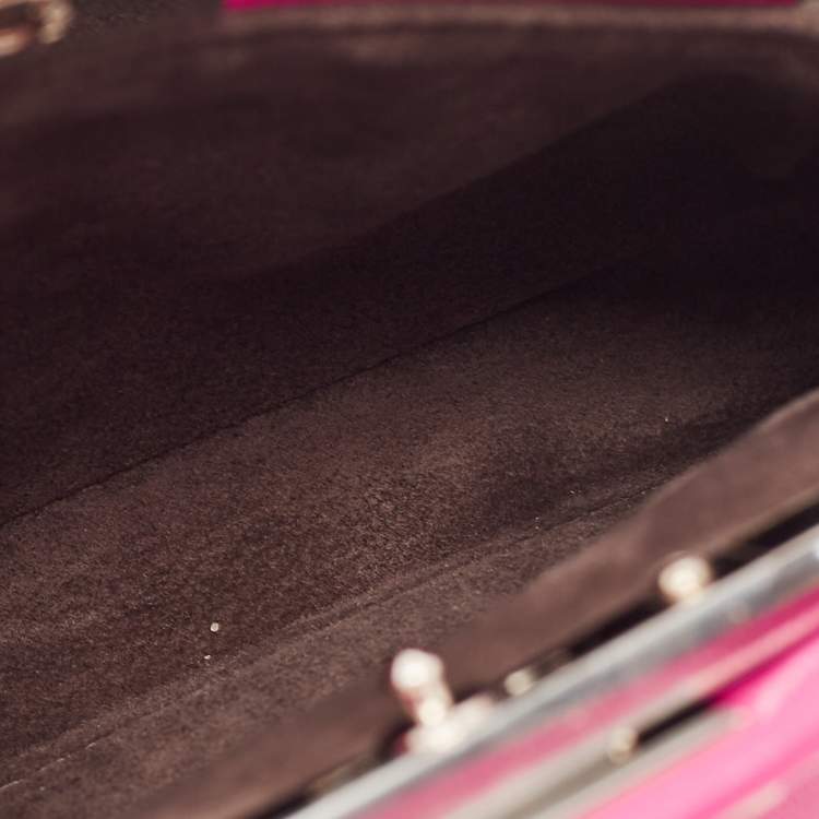 Pre Owned Fendi Fuchsia Leather Micro Peekaboo Crossbody Bag