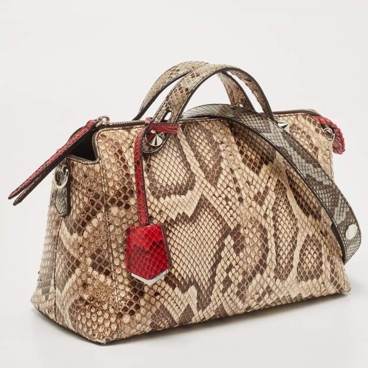 Pre Owned Fendi Tricolor Python Small By The Way Shoulder Bag