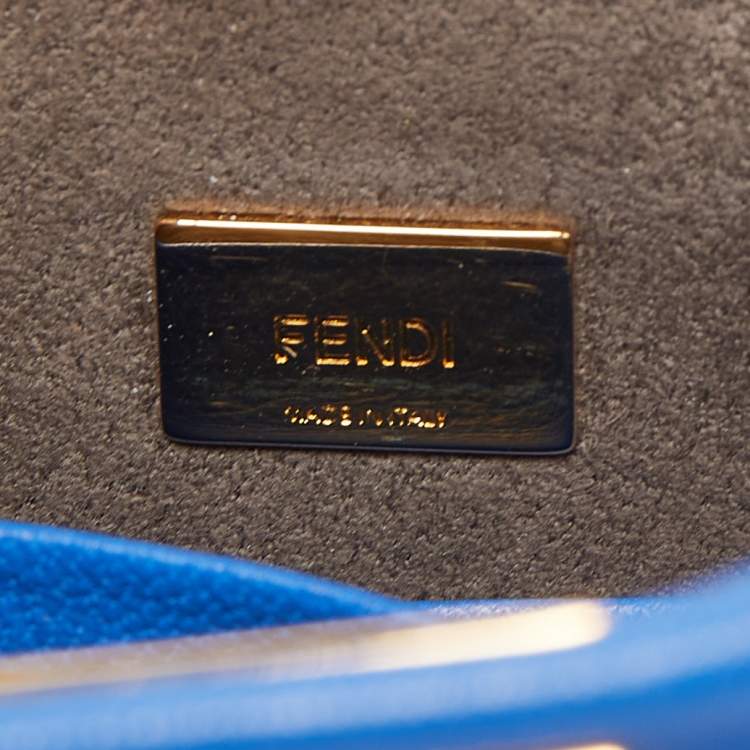 Pre Owned Fendi Blue Leather Micro Peekaboo Crossbody Bag