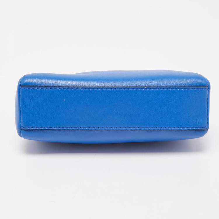 Pre Owned Fendi Blue Leather Micro Peekaboo Crossbody Bag