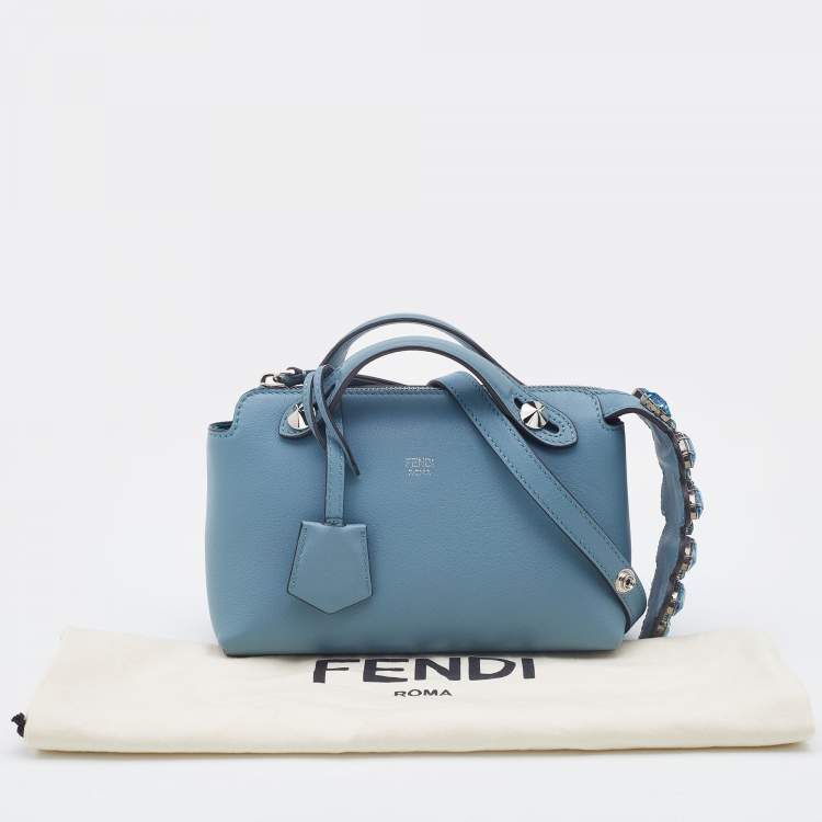 مملوكة مسبقًا Fendi Light Blue Leather Mini By The Way Crossbody Bag