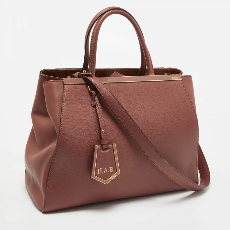 Pre Owned Fendi Old Rose Leather Medium 2Jours Tote