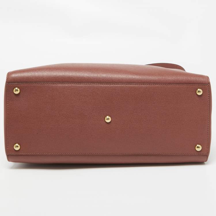 Pre Owned Fendi Old Rose Leather Medium 2Jours Tote