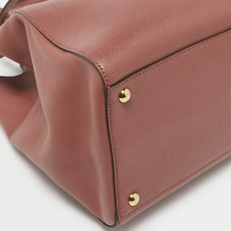 Pre Owned Fendi Old Rose Leather Medium 2Jours Tote