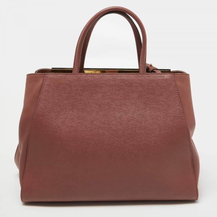 Pre Owned Fendi Old Rose Leather Medium 2Jours Tote