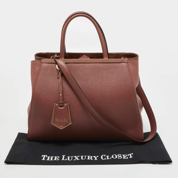 Pre Owned Fendi Old Rose Leather Medium 2Jours Tote