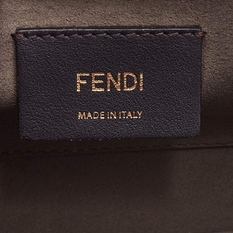 Pre Owned Fendi Brown/Black Leather Kan I F Logo Shoulder Bag