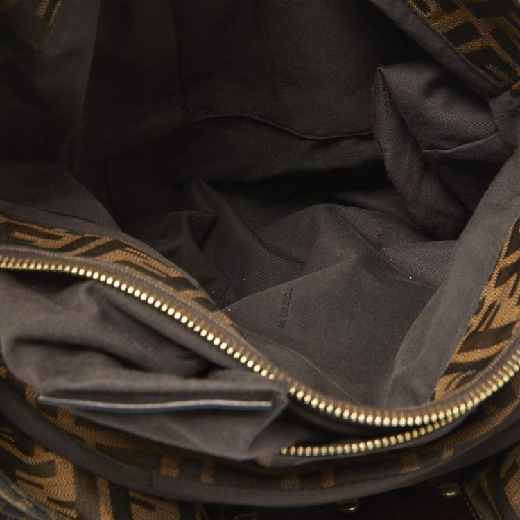 مملوكة مسبقًا Fendi Tobacco Zucca Canvas and Patent Leather Mia Bag