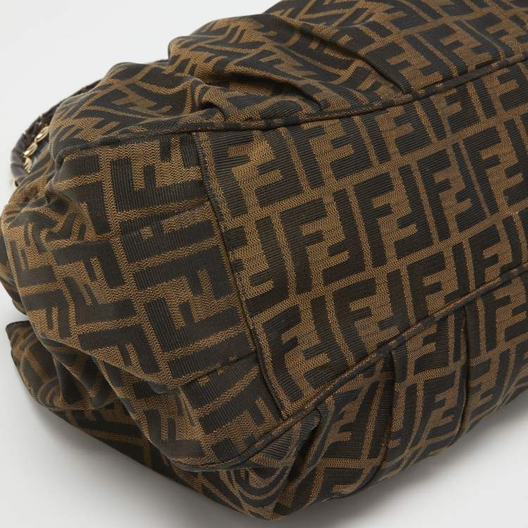 مملوكة مسبقًا Fendi Tobacco Zucca Canvas and Patent Leather Mia Bag