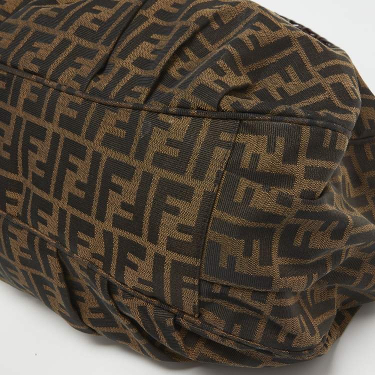 مملوكة مسبقًا Fendi Tobacco Zucca Canvas and Patent Leather Mia Bag