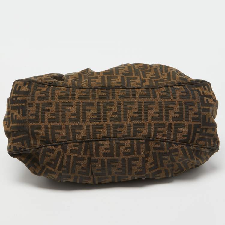 مملوكة مسبقًا Fendi Tobacco Zucca Canvas and Patent Leather Mia Bag