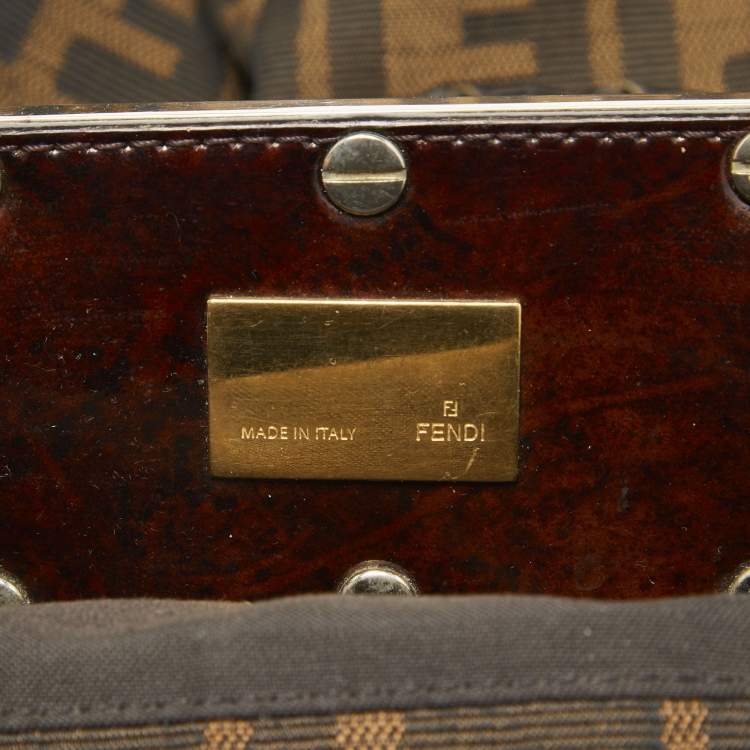 مملوكة مسبقًا Fendi Tobacco Zucca Canvas and Patent Leather Mia Bag