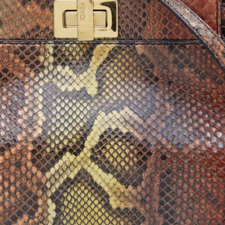 مملوكة مسبقًا Fendi Multicolor Python Mini Peekaboo Top Handle Bag