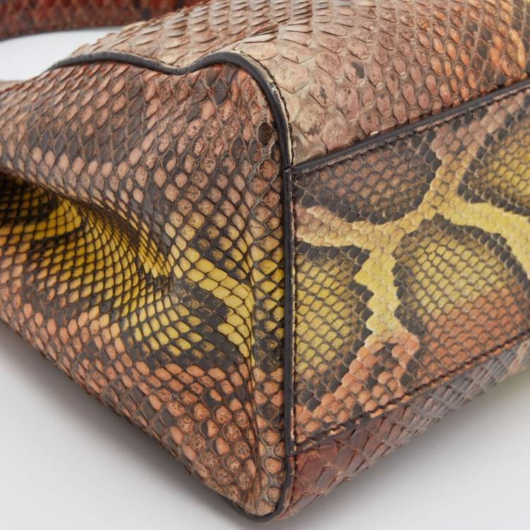 مملوكة مسبقًا Fendi Multicolor Python Mini Peekaboo Top Handle Bag