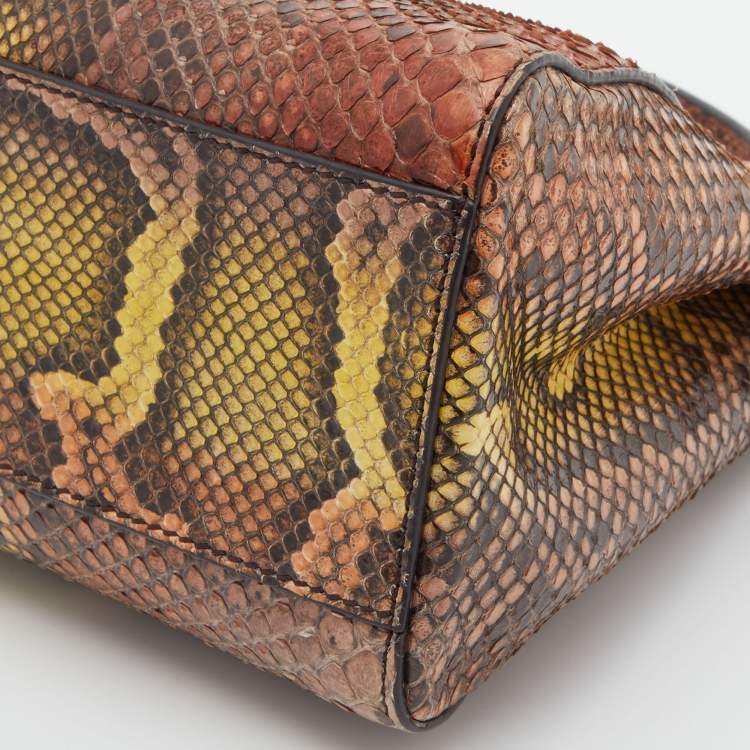 مملوكة مسبقًا Fendi Multicolor Python Mini Peekaboo Top Handle Bag