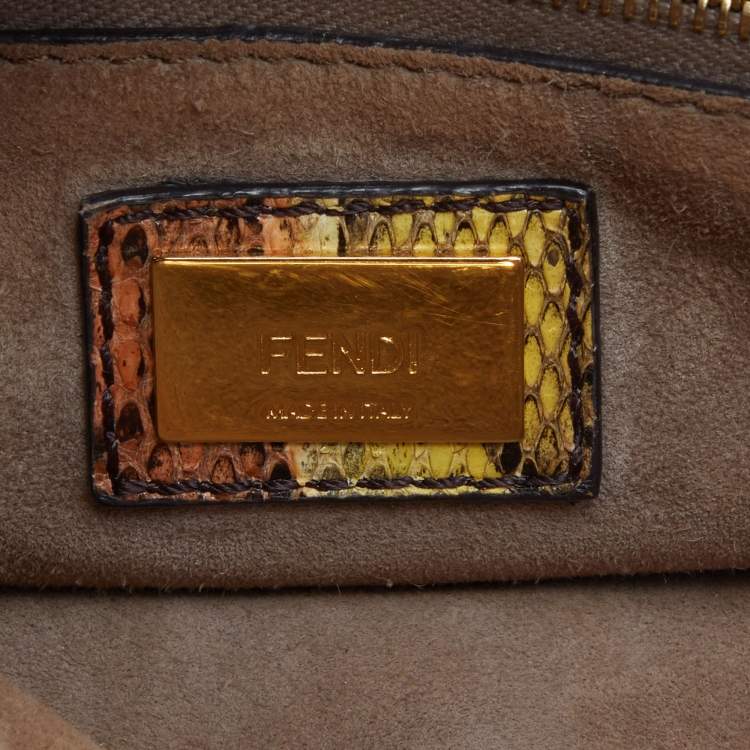 مملوكة مسبقًا Fendi Multicolor Python Mini Peekaboo Top Handle Bag