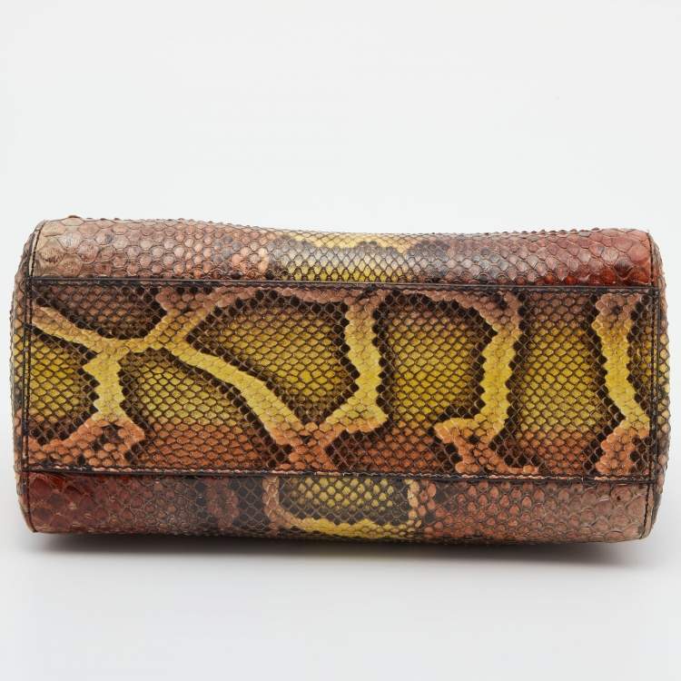 مملوكة مسبقًا Fendi Multicolor Python Mini Peekaboo Top Handle Bag