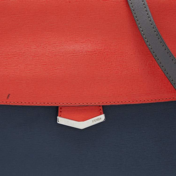 مملوكة مسبقًا Fendi Tricolor Textured Leather Small Demi Jour Top Handle Bag