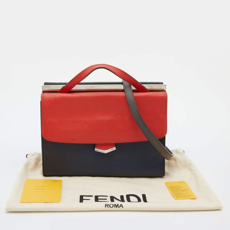 مملوكة مسبقًا Fendi Tricolor Textured Leather Small Demi Jour Top Handle Bag