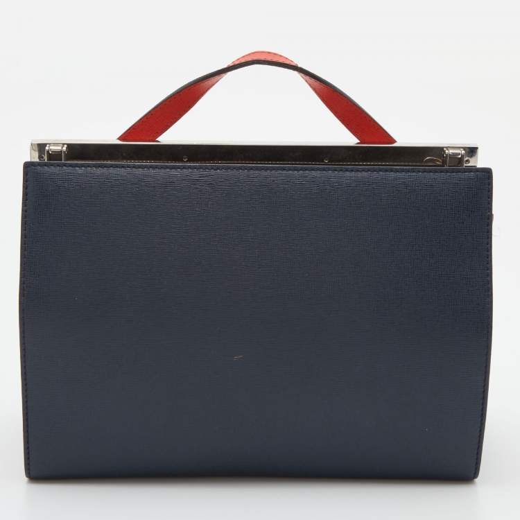 مملوكة مسبقًا Fendi Tricolor Textured Leather Small Demi Jour Top Handle Bag